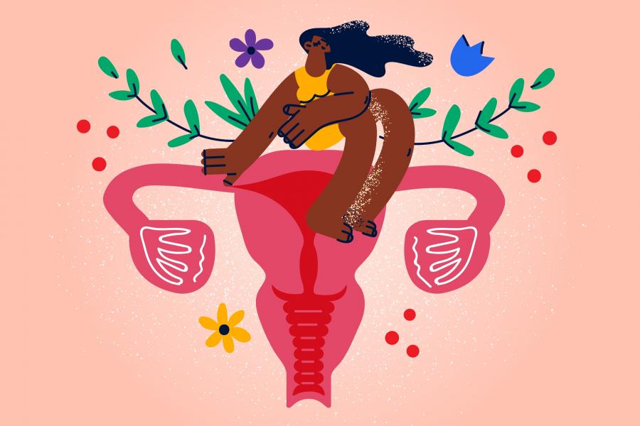 Photo of Uterus with a person sitting on top of it